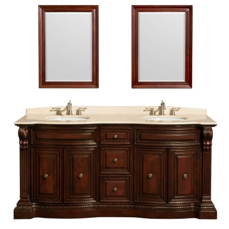 Front Vanity View with Ivory Top and Mirrors