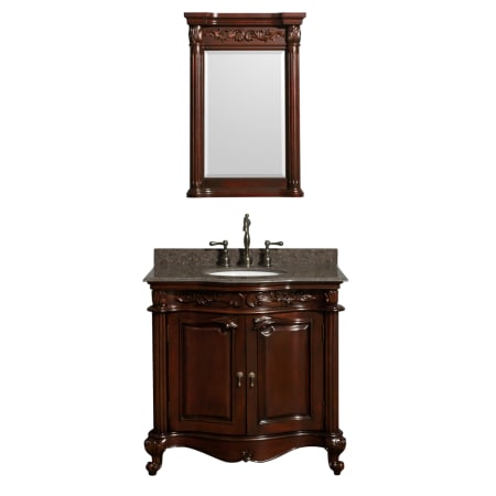 Front Vanity View with Imperial Brown Top and Mirror