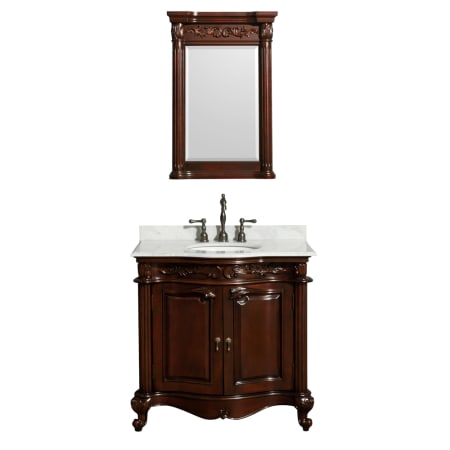 Front Vanity View with White Carrera Top and Mirror