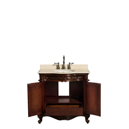 Open Front Vanity View with Ivory Top