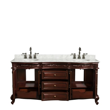 Open Front Vanity View with White Carrera Top