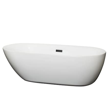 Wyndham Collection Melissa 71" Free Standing Acrylic Soaking Tub with Center Drain, Drain Assembly, and Overflow White / Matte Black Trim