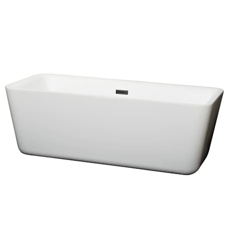 Wyndham Collection Emily 69" Free Standing Acrylic Soaking Tub with Center Drain, Drain Assembly, and Overflow White / Matte Black Trim