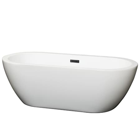 Wyndham Collection Soho 68" Free Standing Acrylic Soaking Tub with Center Drain, Drain Assembly, and Overflow White / Matte Black Trim