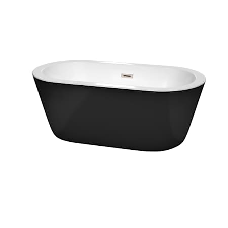 Wyndham Collection Mermaid 60" Free Standing Acrylic Soaking Tub with Center Drain, Drain Assembly, and Overflow Black / Brushed Nickel Trim