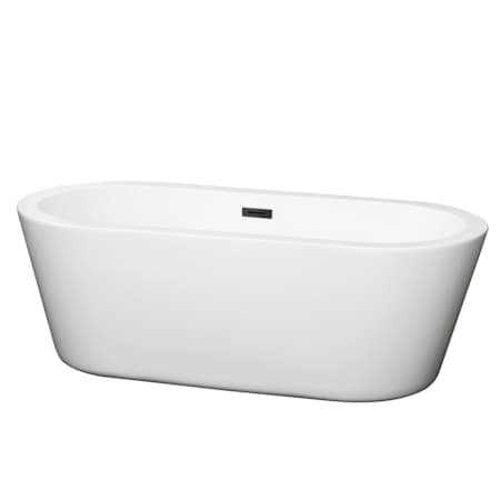 Wyndham Collection Mermaid 67" Free Standing Acrylic Soaking Tub with Center Drain, Drain Assembly, and Overflow White / Matte Black Trim