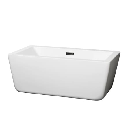 Wyndham Collection Laura 59" Free Standing Acrylic Soaking Tub with Center Drain, Drain Assembly, and Overflow White / Matte Black Trim