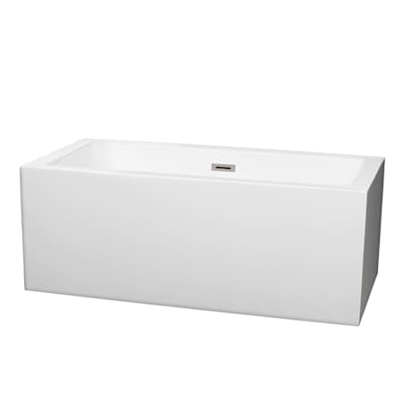 Wyndham Collection Melody 60" Free Standing Acrylic Soaking Tub with Center Drain, Drain Assembly, and Overflow White / Brushed Nickel Trim