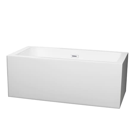 Wyndham Collection Melody 60" Free Standing Acrylic Soaking Tub with Center Drain, Drain Assembly, and Overflow White / Shiny White Trim