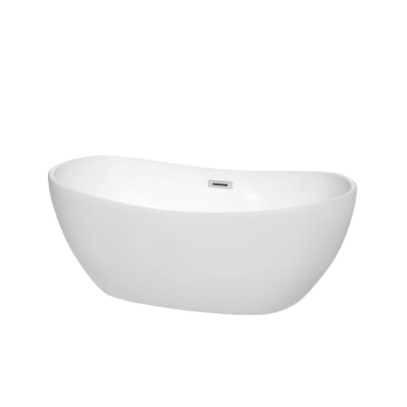 Wyndham Collection Rebecca 60" Free Standing Acrylic Soaking Tub with Center Drain, Drain Assembly, and Overflow White / Polished Chrome Trim
