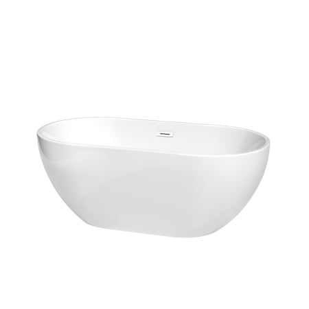 Wyndham Collection Brooklyn 60" Free Standing Acrylic Soaking Tub with Center Drain, Drain Assembly, and Overflow White / Shiny White Trim