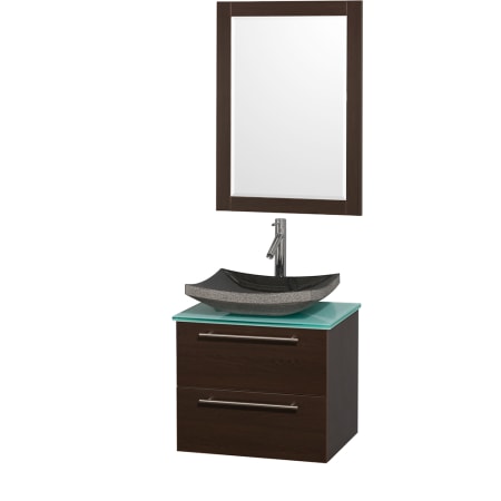 Espresso Vanity with Green Glass Top and Altair Black Granite Sink