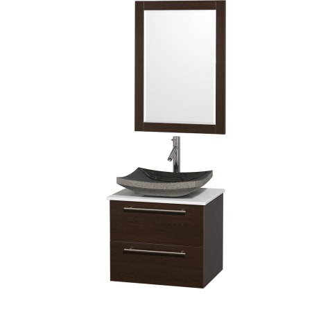 Espresso Vanity with White Stone Top and Altair Black Granite Sink