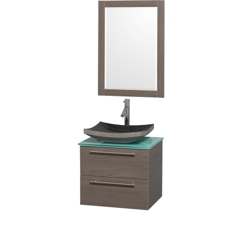 Grey Oak Vanity with Green Glass Top and Altair Black Granite Sink