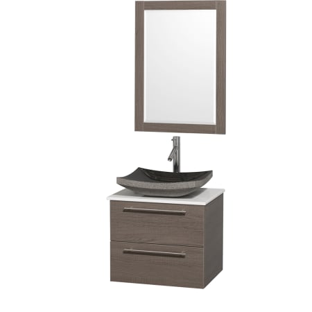 Grey Oak Vanity with White Stone Top and Altair Black Granite Sink