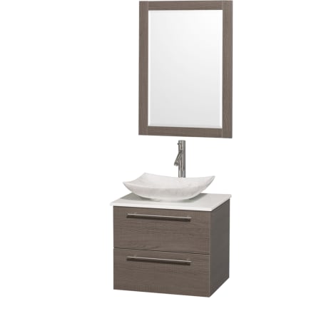 Grey Oak Vanity with White Stone Top and Arista White Carrera Marble Sink