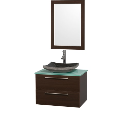 Espresso Vanity with Green Glass Top and Altair Black Granite Sink