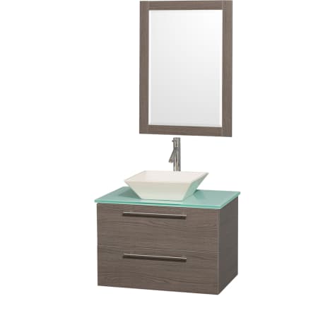 Grey Oak Vanity with Green Glass Top and Bone Porcelain Sink