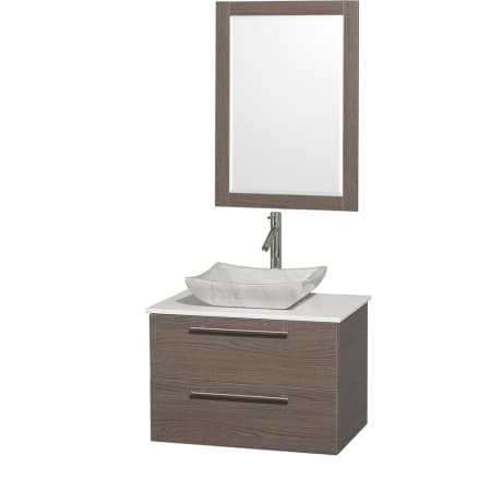 Grey Oak Vanity with White Stone Top and Avalon White Carrera Marble Sink