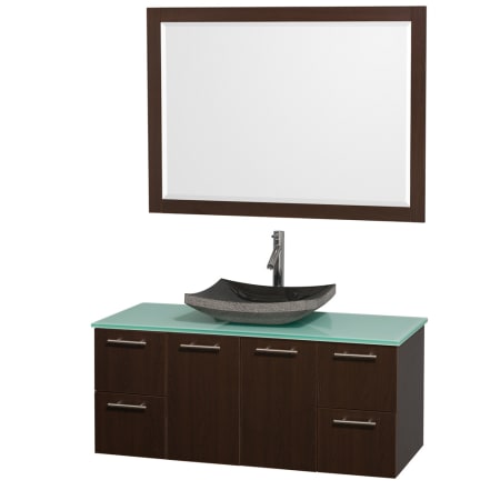 Espresso Vanity with Green Glass Top and Altair Black Granite Sink