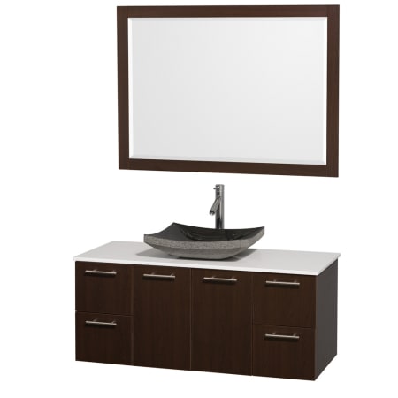 Espresso Vanity with White Stone Top and Altair Black Granite Sink