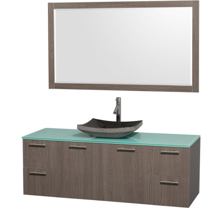 Grey Oak Vanity with Green Glass Top and Altair Black Granite Sink