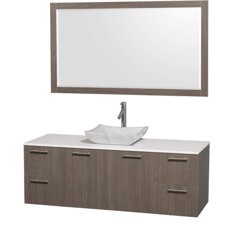 Grey Oak Vanity with White Stone Top and Avalon White Carrera Marble Sink