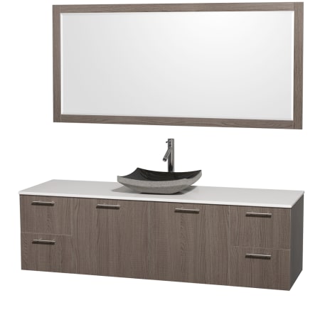 Grey Oak Vanity with White Stone Top and Altair Black Granite Sink