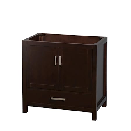 Wyndham Collection Sheffield 35" Single Freestanding Hardwood Vanity Cabinet Only - Less Vanity Top Espresso / Brushed Chrome Hardware