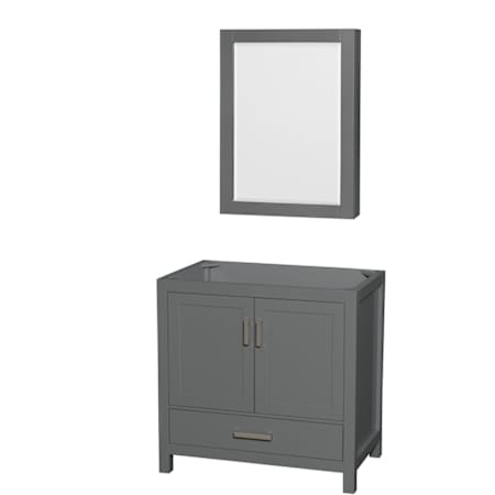 Wyndham Collection Sheffield 36" Single Free Standing Vanity Cabinet - Less Vanity Top Dark Gray / Brushed Chrome Hardware