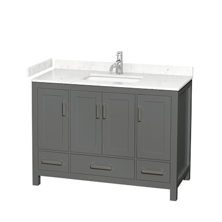 Wyndham Collection Sheffield 48" Free Standing Single Basin Vanity Set with Hardwood Cabinet and Cultured Marble Vanity Top Dark Gray / Carrara Cultured Marble Top / Brushed Chrome Hardware
