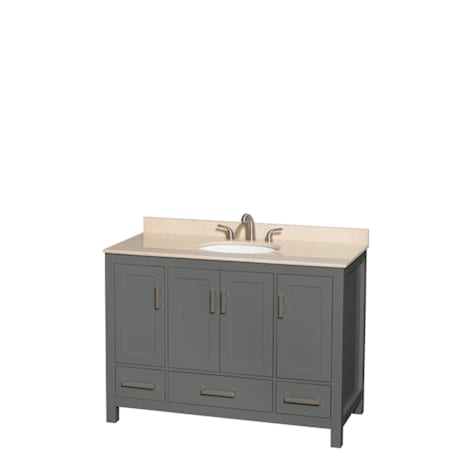 Wyndham Collection Sheffield 48" Free Standing Single Basin Vanity Set with Cabinet and Marble Vanity Top Dark Gray / Ivory Top