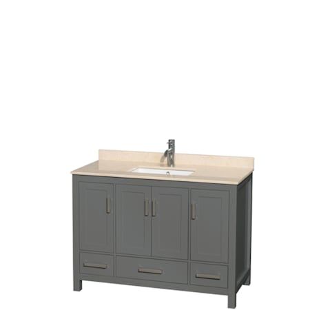 Wyndham Collection Sheffield 48" Freestanding Single Basin Vanity Set with Hardwood Cabinet and Marble Vanity Top Dark Gray / Ivory Top