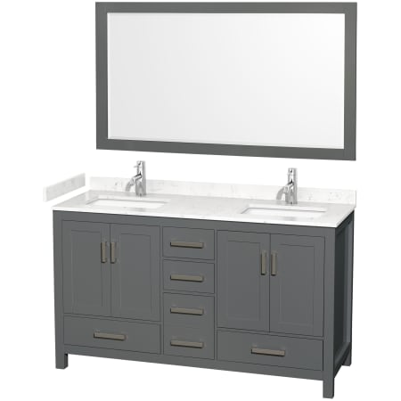 Finish: Dark Gray / Carrara Cultured Marble Top / Brushed Chrome Hardware