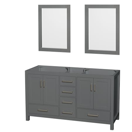 Wyndham Collection Sheffield 59" Double Free Standing Vanity Cabinet Only - Less Vanity Top Dark Gray / Brushed Chrome Hardware
