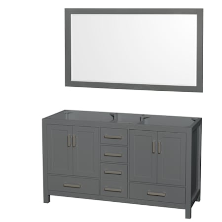 Wyndham Collection Sheffield 60" Double Free Standing Vanity Cabinet - Less Vanity Top Dark Gray / Brushed Chrome Hardware
