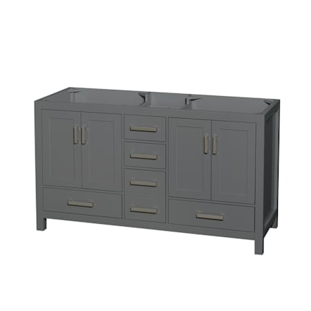 Wyndham Collection Sheffield 60" Double Free Standing Vanity Cabinet Only - Less Vanity Top Dark Gray / Brushed Chrome Hardware