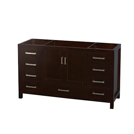 Wyndham Collection Sheffield 59" Single Freestanding Hardwood Vanity Cabinet Only - Less Vanity Top Espresso / Brushed Chrome Hardware