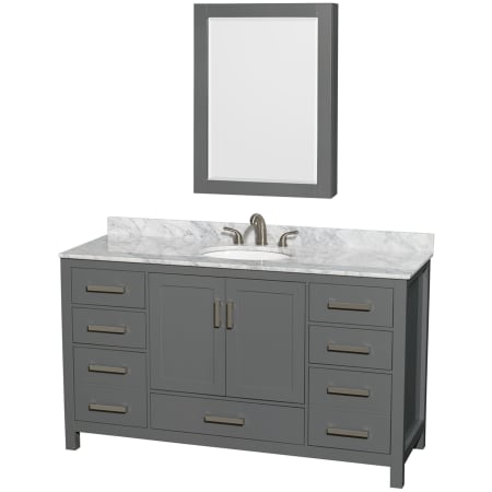 Dark Gray / White Carrara Marble Top / Brushed Chrome Hardware