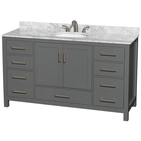 Dark Gray / White Carrara Marble Top / Brushed Chrome Hardware