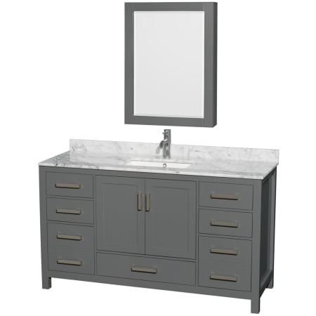 Dark Gray / White Carrara Marble Top / Brushed Chrome Hardware