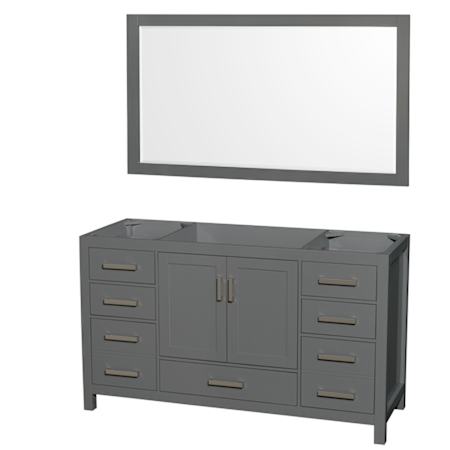 Wyndham Collection Sheffield 60" Single Free Standing Vanity Cabinet - Less Vanity Top Dark Gray / Brushed Chrome Hardware