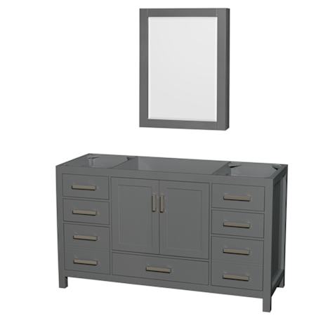 Wyndham Collection Sheffield 60" Single Free Standing Vanity Cabinet - Less Vanity Top Dark Gray / Brushed Chrome Hardware