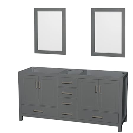 Wyndham Collection Sheffield 71" Double Free Standing Vanity Cabinet Only - Less Vanity Top Dark Gray / Brushed Chrome Hardware