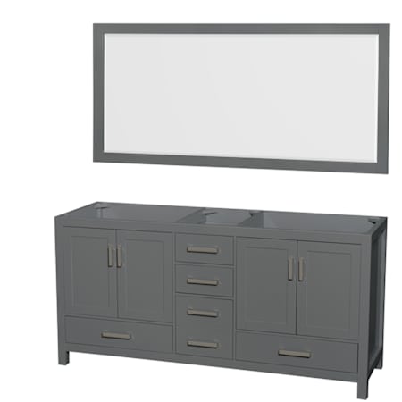 Wyndham Collection Sheffield 71" Double Free Standing Vanity Cabinet - Less Vanity Top Dark Gray / Brushed Chrome Hardware