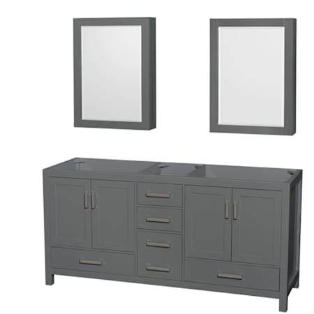 Wyndham Collection Sheffield 71" Double Free Standing Vanity Cabinet - Less Vanity Top Dark Gray / Brushed Chrome Hardware