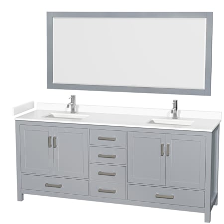 Gray / White Cultured Marble Top / Brushed Chrome Hardware