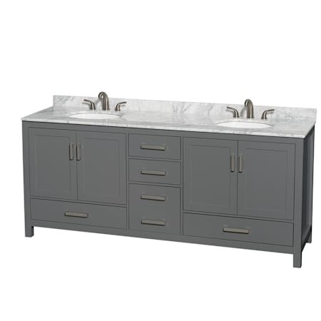 Dark Gray / White Carrara Marble Top / Brushed Chrome Hardware