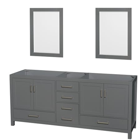 Wyndham Collection Sheffield 79" Double Free Standing Vanity Cabinet Only - Less Vanity Top Dark Gray / Brushed Chrome Hardware