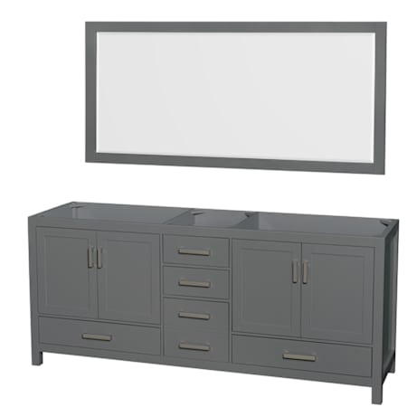 Wyndham Collection Sheffield 79" Double Free Standing Vanity Cabinet Only - Less Vanity Top Dark Gray / Brushed Chrome Hardware